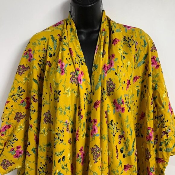 Tuesday Women's Floral Deep‎ V Neck Long Drape Sleeve Pullover Caftan One Size - Picture 4 of 11